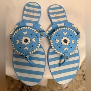 Jack Rogers Blue and White Striped Sandals